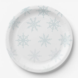 Assiettes En Carton Fête de Fléau de neige bleu clair Ombre