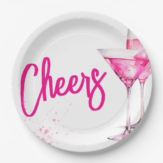 Assiettes En Carton Fête de Galentines des Filles à l'aquarelle (Devant)