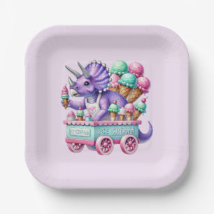Assiettes En Carton Fête de glace dinosaure pour enfants unisexe 