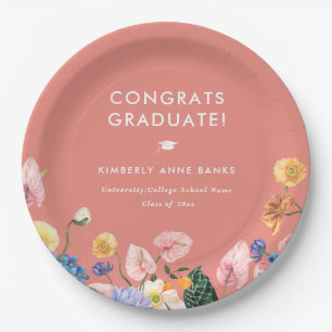 Assiettes En Carton Fête de graduation de la florale d'été