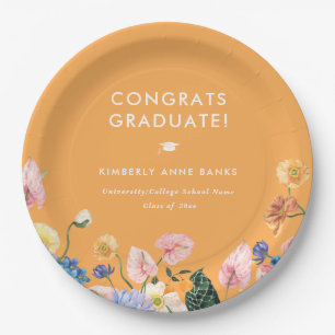 Assiettes En Carton Fête de Graduation Florale d'été colorée