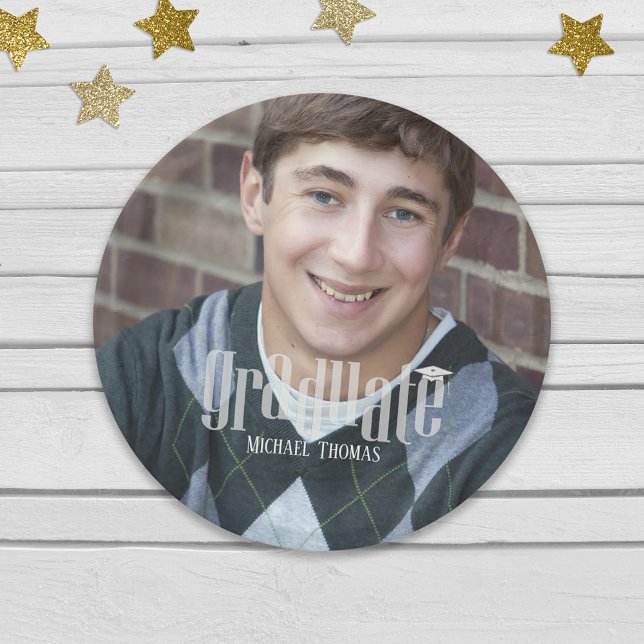 Assiettes En Carton Fête de graduation moderne photo personnalisée (Créateur téléchargé)