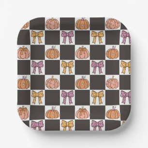Assiettes En Carton Fête de Halloween Coquette Fille Citrouille Arc Pr