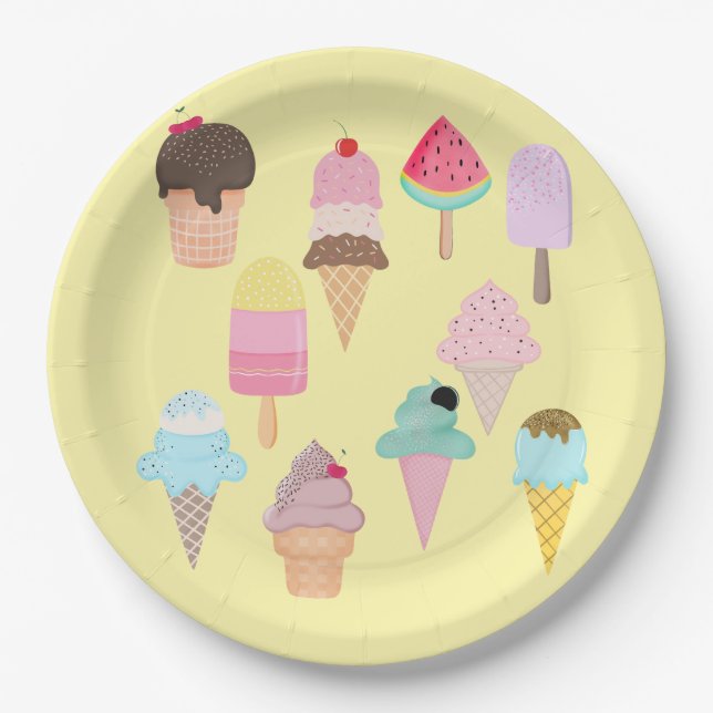 Assiettes En Carton Fête de la crème glacée (Devant)
