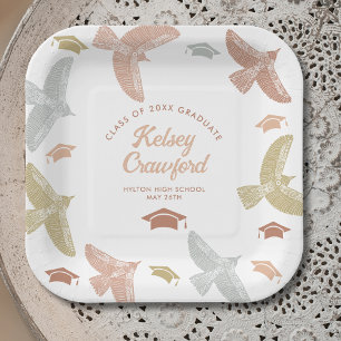 Assiettes En Carton Fête de la Graduation des oiseaux de Boho et des C