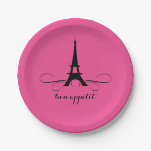Assiettes En Carton Fête de la mariée lunatique de Tour Eiffel de