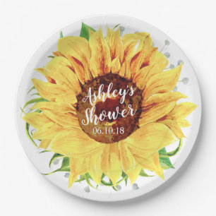 Assiettes En Carton Fête de la mariée personnalisée par tournesol