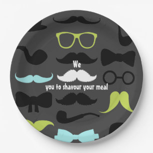 Assiettes En Carton Fête de la Moustache du Petit Homme Élégant