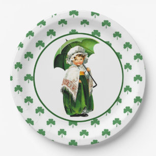 Assiettes En Carton Fête de la petite fille irlandaise vintage St.Patr