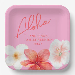 Assiettes En Carton Fête de la Réunion des Fleurs Tropicales de Luau R