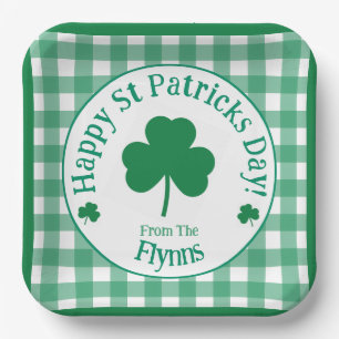 Assiettes En Carton Fête de la Saint-Patrick NOM Trèfle Irlandais Vert