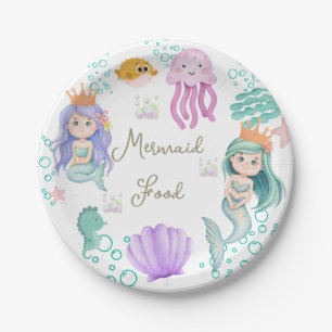 Assiettes En Carton Fête de la Sirène magique Fête de la Sirène Nourri