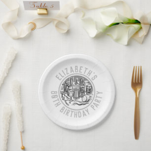Assiettes En Carton Fête de l'âge 80e anniversaire Plaques papier