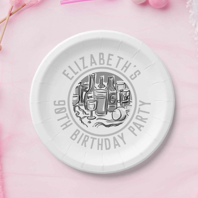 Assiettes En Carton Fête de l'âge 90e Anniversaire Plaques papier (Créateur téléchargé)