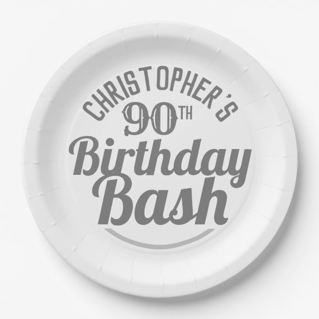 Assiettes En Carton Fête de l'âge 90e Anniversaire Plaques papier (Devant)