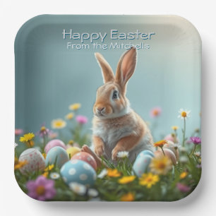 Assiettes En Carton Fête de lapin de Pâques florale mignonne Personnal