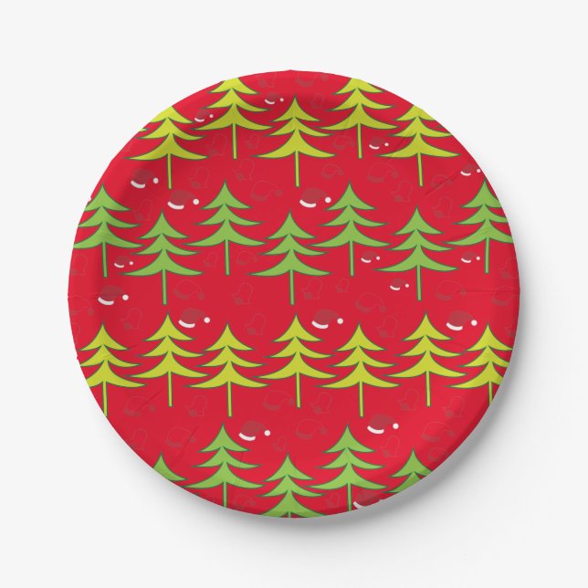 Assiettes En Carton Fête de l'Arbre de Noël (Devant)