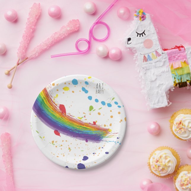 Assiettes En Carton Fête de l'Art de couleur (Fête)