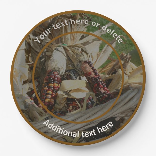 Assiettes En Carton Fête de l'automne de l'automne du maïs indien (Devant)