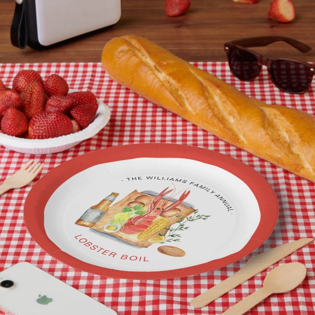Assiettes En Carton Fête de l'ébullition du homard en été | Pique-niqu (Pique-nique)
