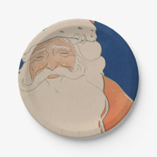Assiettes En Carton Fête de l'Illustration du Père Noël vintage