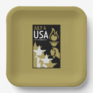 Assiettes En Carton Fête de l'Indépendance américaine