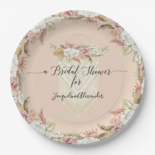 Assiettes En Carton Fête de l'mariée de feuillage floral de la Pampas