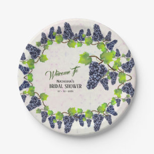 Assiettes En Carton Fête de l'mariée du jardin du vignoble de raisin