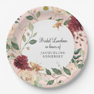 Assiettes En Carton Fête de l'mariée Luncheon Aquarelle Floral Blush