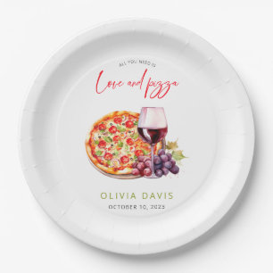 Assiettes En Carton Fête de Mariage Amour et Pizza