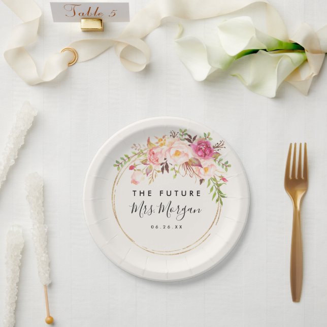 Assiettes En Carton Fête de mariage Antique Rose (Mariage)