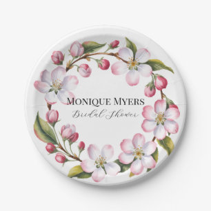 Assiettes En Carton Fête de mariage aquarelle pomme cerisier en fleurs