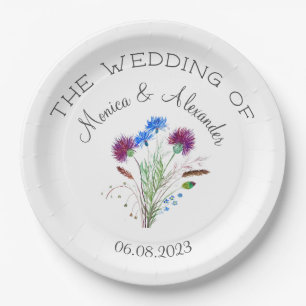 Assiettes En Carton Fête de mariage au chardon Floral écossais