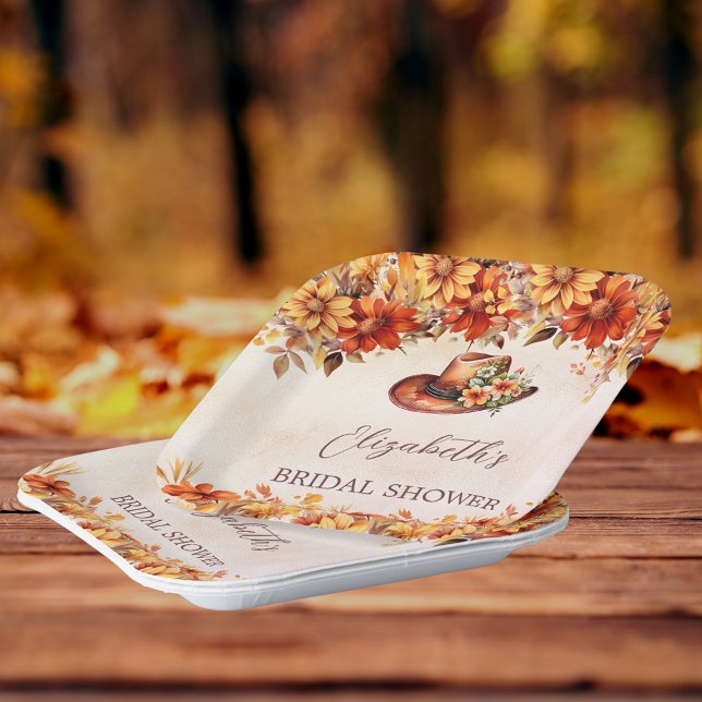 Assiettes En Carton Fête de mariage automne orange florales chapeau de (Créateur téléchargé)