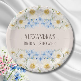 Assiettes En Carton Fête de mariage avec des hortensias bleus et une d