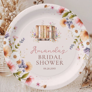 Assiettes En Carton Fête de Mariage avec des Livres de Contes en Rose