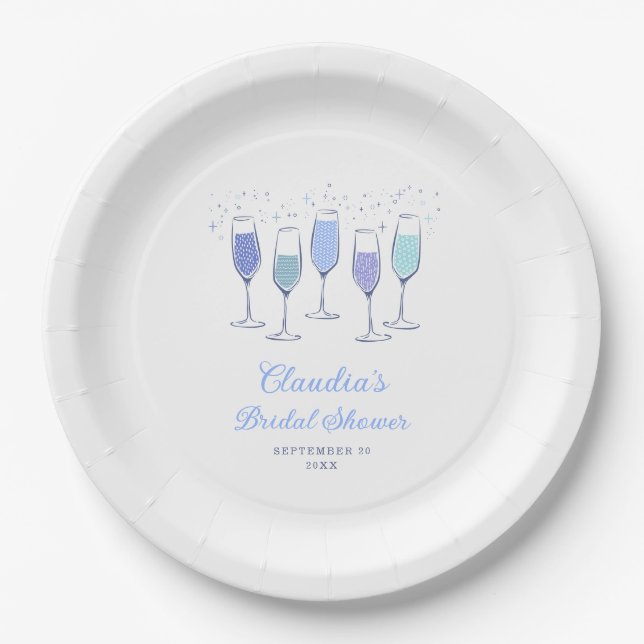 Assiettes En Carton Fête de mariage avec du Champagne Quelque Chose de (Devant)