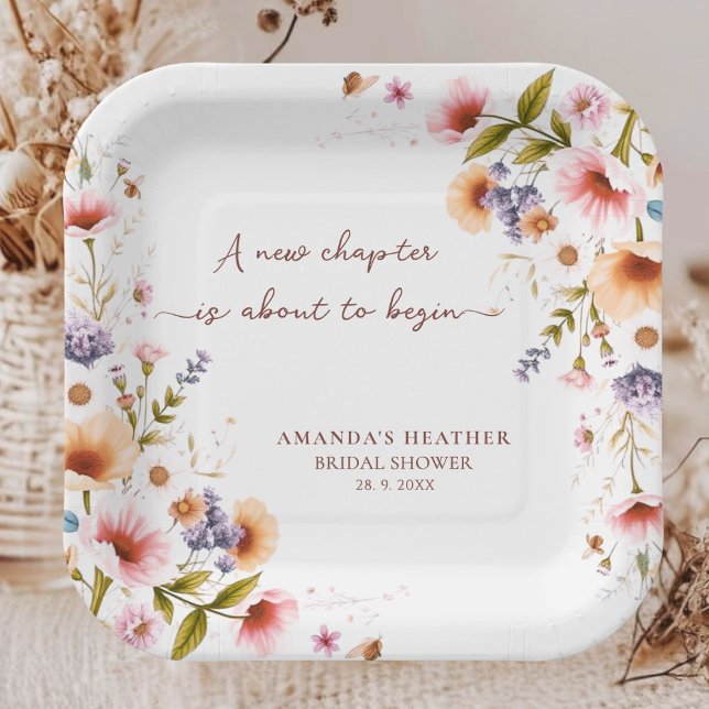 Assiettes En Carton Fête de Mariage avec un Livre d'Histoires de Fleur (Créateur téléchargé)