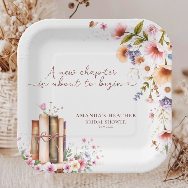 Assiettes En Carton Fête de mariage champêtre avec un livre d'histoire (Créateur téléchargé)