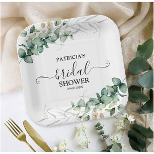 Assiettes En Carton Fête de mariage champêtre Eucalyptus