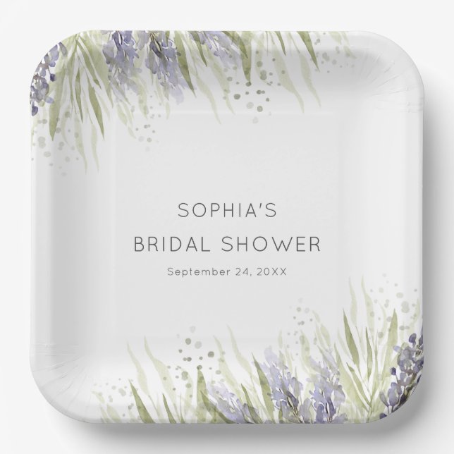 Assiettes En Carton Fête de mariage champêtre Lavande & Sauge (Recto)