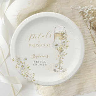 Assiettes En Carton Fête de mariage champêtre Petales et Prosecco