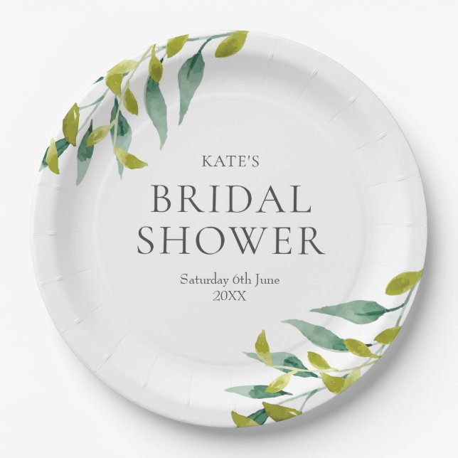 Assiettes En Carton Fête de mariage champêtre verdure printanière (Devant)