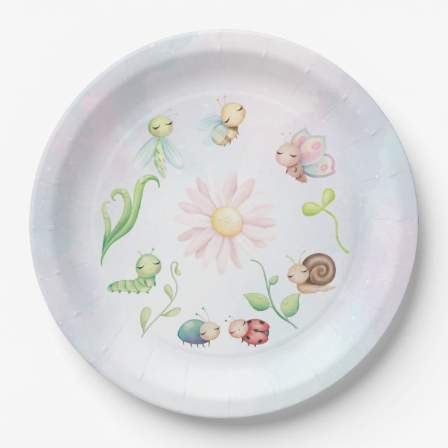 Assiettes En Carton Fête de mariage fantaisiste petit amour arc-en-cie (Devant)