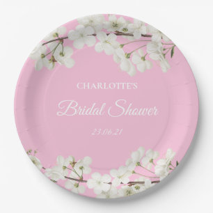 Assiettes En Carton Fête de mariage floral à la Fleur Blanche