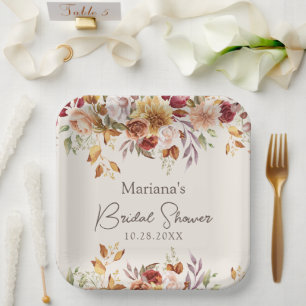 Assiettes En Carton Fête de mariage Floral d'Automne