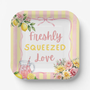 Assiettes En Carton Fête de mariage Floral Frais Presse Citron Rose