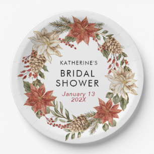 Assiettes En Carton Fête de mariage Floral Noël Hiver