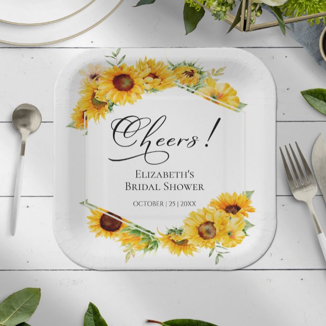 Assiettes En Carton Fête de mariage floral tournesol automnal Cheers (Créateur téléchargé)