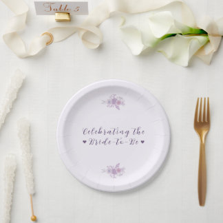 Assiettes En Carton Fête de mariage florale améthyste moderne personna